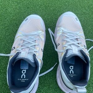 On Trail Running/Walking  Peach and White Trail Shoes